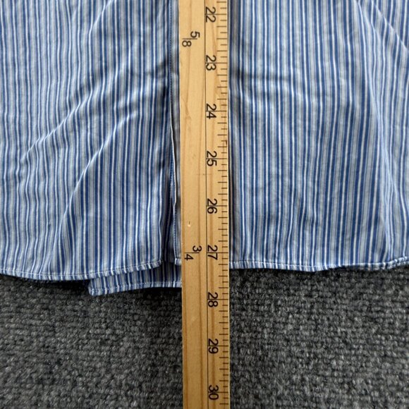 Salvatore Ferragamo XS Blue Stripe Short Sleeve Button Up Shirt Men Cotton Woven - Picture 4 of 15